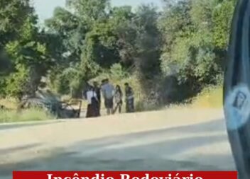 O alerta para um incêndio rodoviário na zona da Barragem da Marateca