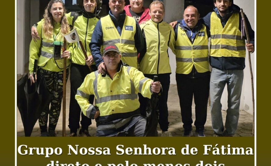 O grupo de peregrinos Nossa Senhora de Fátima direto e pelo menos dois calados,