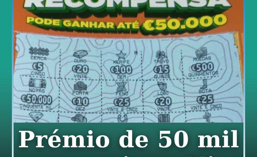 Um cliente da tabacaria Plátano ganhou 50 mil euros ao raspar uma “Espadinha Sup