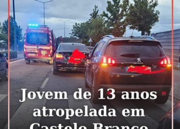 Uma jovem de 13 anos ficou com ferimentos graves na sequência de um atropelament