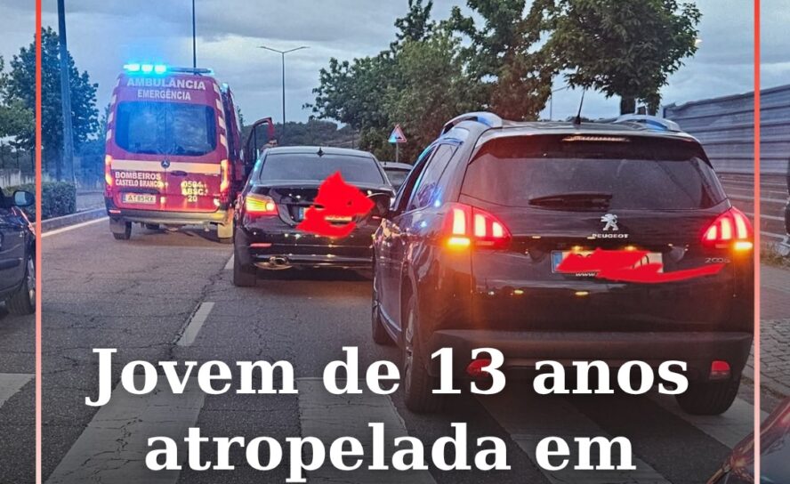 Uma jovem de 13 anos ficou com ferimentos graves na sequência de um atropelament