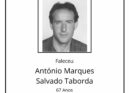 Faleceu António Marques Salvado Taborda, aos 67 anos de idade