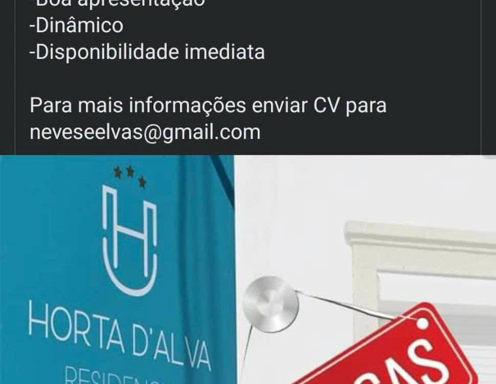 Oferta de emprego disponível na Residencial Horta D'Alva em Castelo Branco