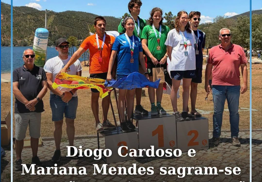 Os nadadores Diogo Cardoso e Mariana Mendes, ambos do Sporting