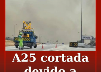 A25 cortada junto a Pinzio, Guarda.