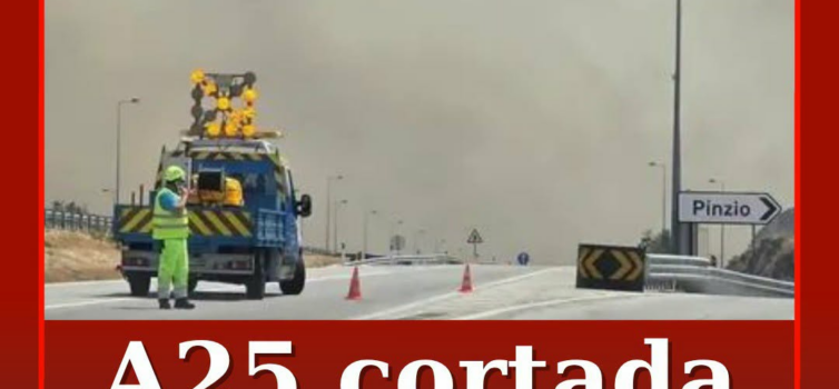 A25 cortada junto a Pinzio, Guarda.