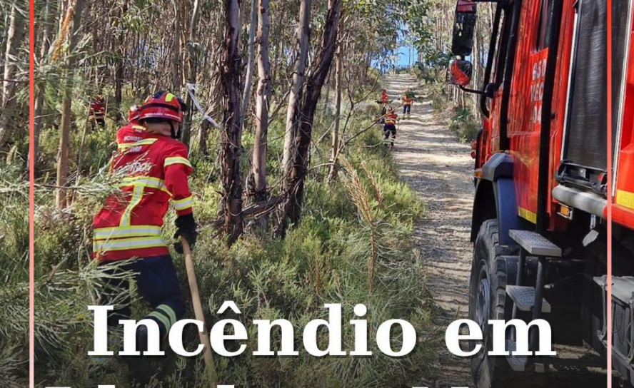 O alerta para o incêndio numa zona de mato em Gaviões de Oledo
