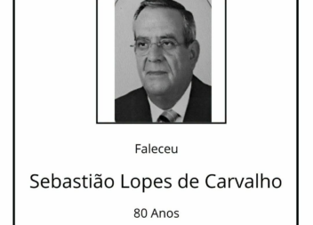 Faleceu Sebastião Lopes de Carvalho, aos 80 anos.