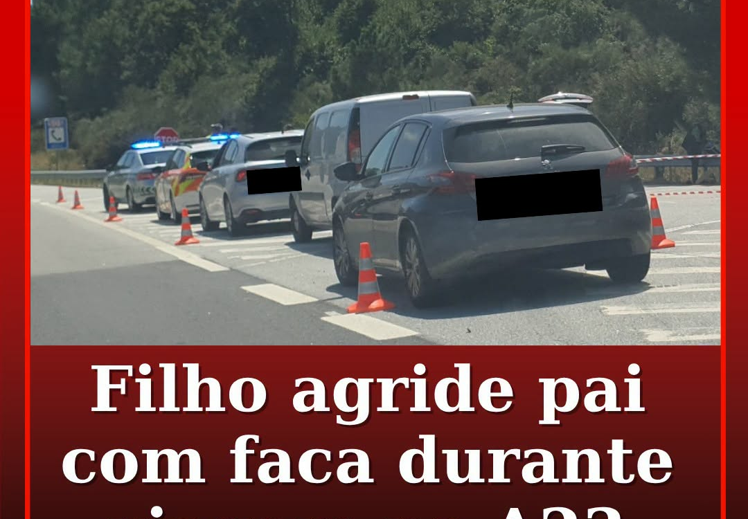 Filho agride pai com faca durante viagem na A23