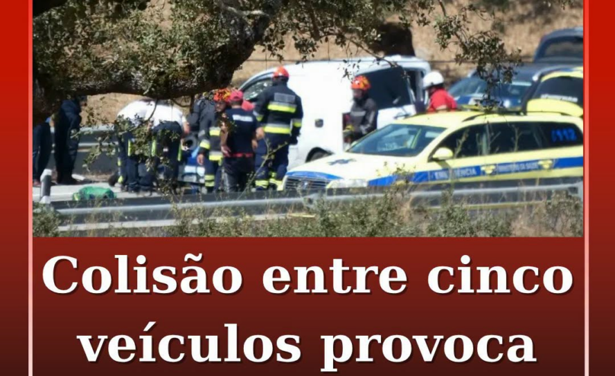 Uma colisão que envolveu cinco veículos ligeiros provocou, este domingo