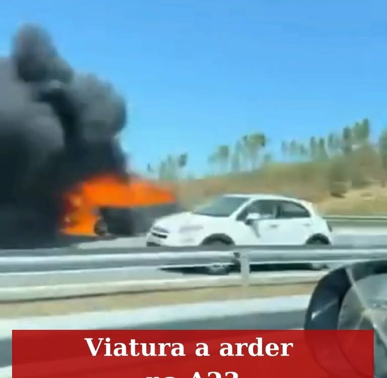 Viatura a arder junto à A23 antes da área de serviço de Vila Velha de Ródão