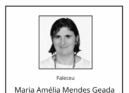 Faleceu Maria Amélia Mendes Geada de 56 anos