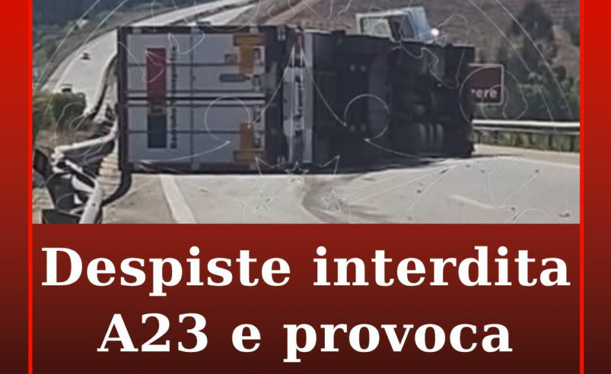 O alerta para o despiste de um veículo pesado na A23, km 27.3