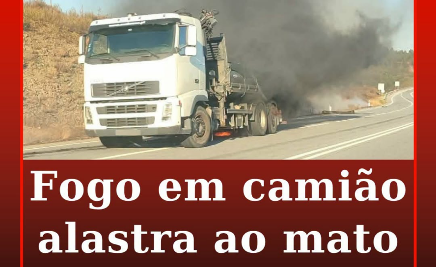 Um incêndio nas rodas de um camião alastrou ao mato, na tarde desta terça-feira,