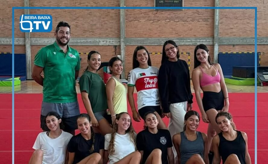 A ginasta Matilde Ivo e o treinador Fábio Pinto, da ZakiGym