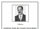 Faleceu António José do Couto Gonçalves, aos 79 anos.
