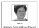 Faleceu Deolinda Ribeiro Bártolo Manuel, aos 78 anos, natural de Proença-a-Nova.