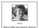 Faleceu Maria Isilda dos Santos Farinha, aos 60 anos