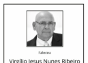 Faleceu Virgílio Jesus Nunes Ribeiro, aos 83 anos, natural de Cebolais de Cima.