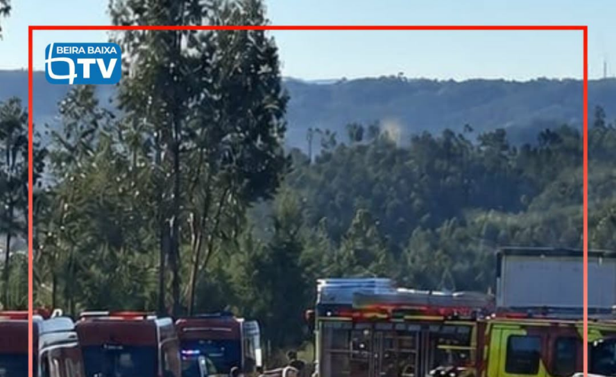 Uma colisão entre dois veículos ligeiros e um veículo pesado, ocorrida no IC8